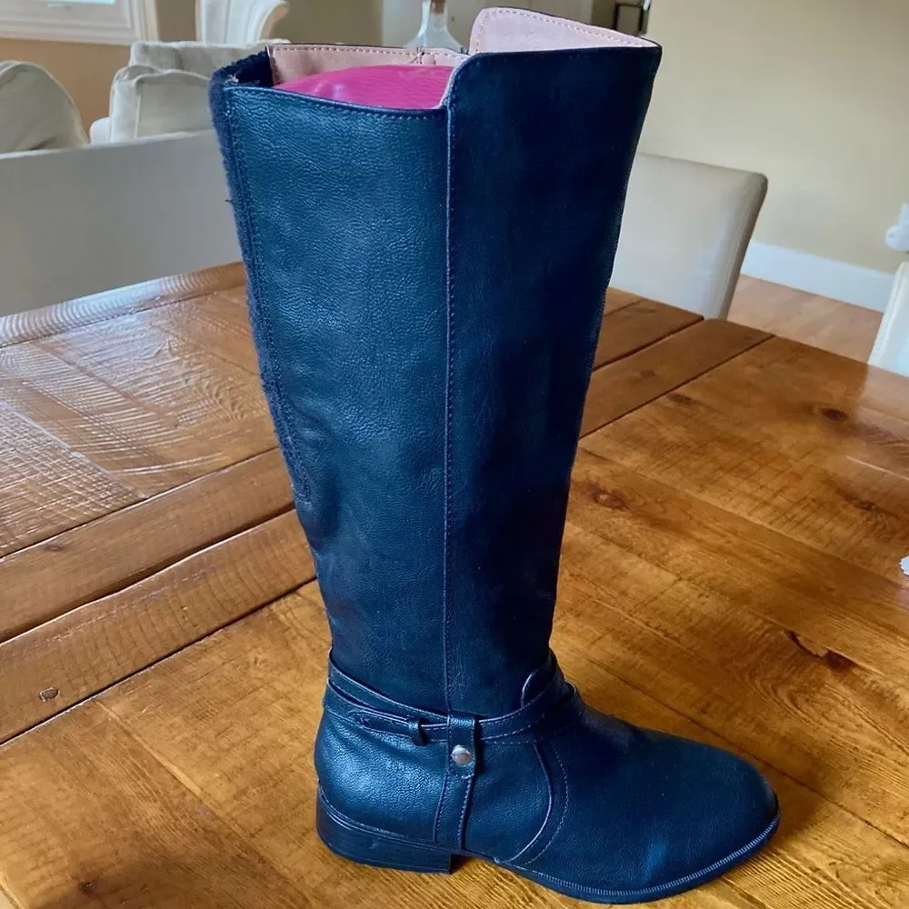 NEW Life Stride Xtrovert Knee High Riding Boot Black Faux Leather Size 6